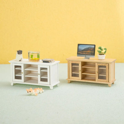 1pcs Miniature TV Combination Cabinet Model Dollhouse Decorative Accessories 1:12 Mini Dining Cabinet Micro Landscape Model