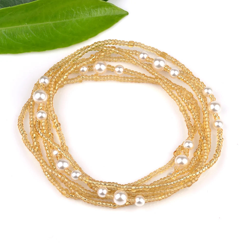 2022 Bohemia Double Layer Beads Belt Body Chain Women Summer Sexy Bikini Beach Waist Chain Charms Vintage Dress Waistband Belts