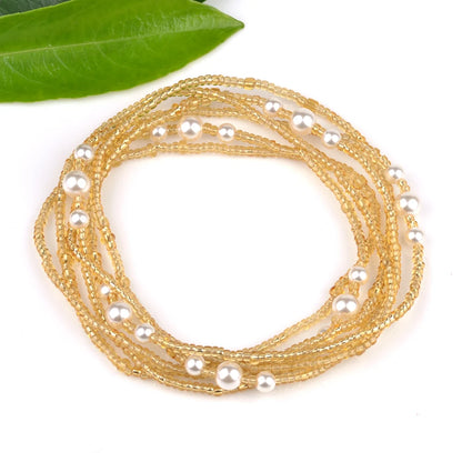 2022 Bohemia Double Layer Beads Belt Body Chain Women Summer Sexy Bikini Beach Waist Chain Charms Vintage Dress Waistband Belts