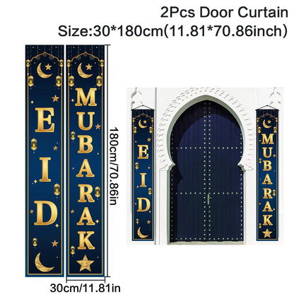 Eid Mubarak Door Banner Ramadan Decoration 2024 for Home Mubarak Ramadan Kareem Islamic Muslim Party Decor  Eid Al Adha Gifts