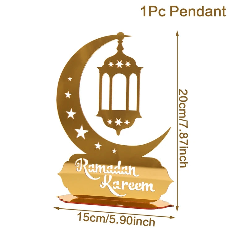 Ramadan Tray Table Centerpieces Plate Acrylic Ramadans Eid Mubarak Decorations for Home 2024 Islam Muslim Festival Party Gifts