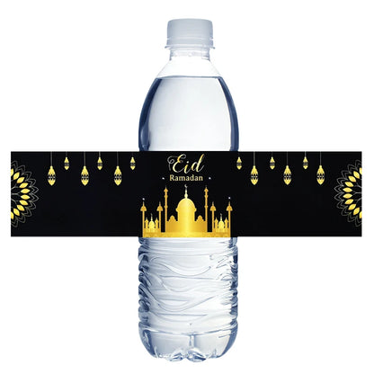 10/20pcs Eid Mubarak Bottle Wrapper Paper Sticker Ramadan Kareem Festival Party Supplies Water Bottle Cover Eid Al-Fitr Decor