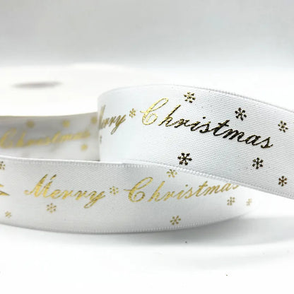 10mm 15mm 25mm Christmas 5yards Ribbon Printed Merry Christmas Ribbon for Handmade Design Christmas Decoration Gift Packing