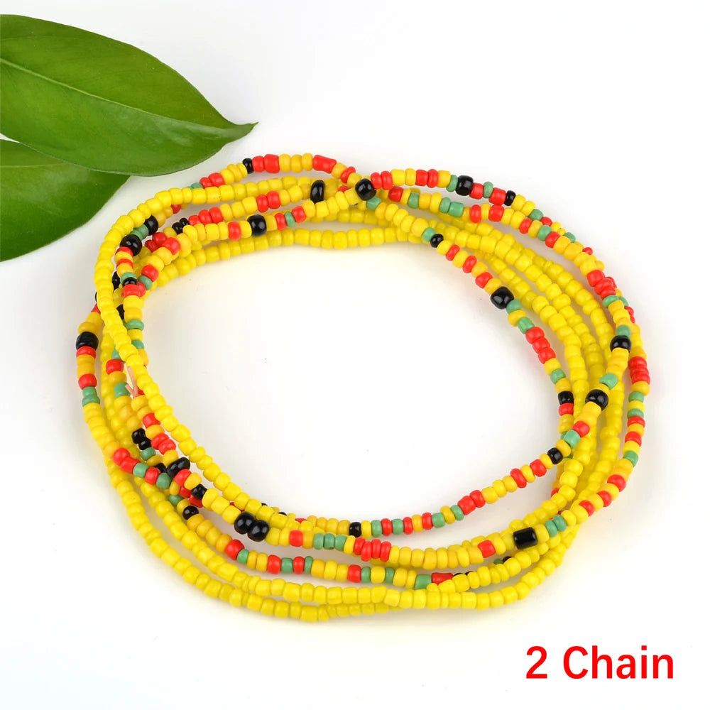 2022 Bohemia Double Layer Beads Belt Body Chain Women Summer Sexy Bikini Beach Waist Chain Charms Vintage Dress Waistband Belts