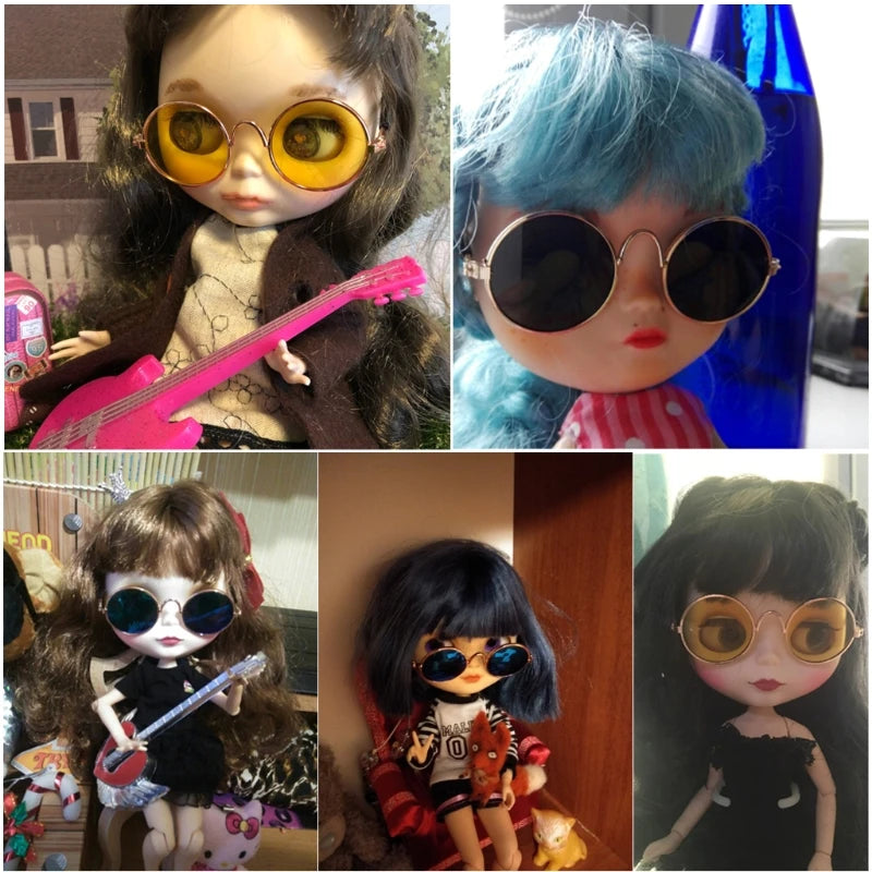 1PC Doll Accessories Round Eyeglasses Pink Glasses Sunglasses American Girl Toy Photo Props Pet Dog Cat Sunglasses