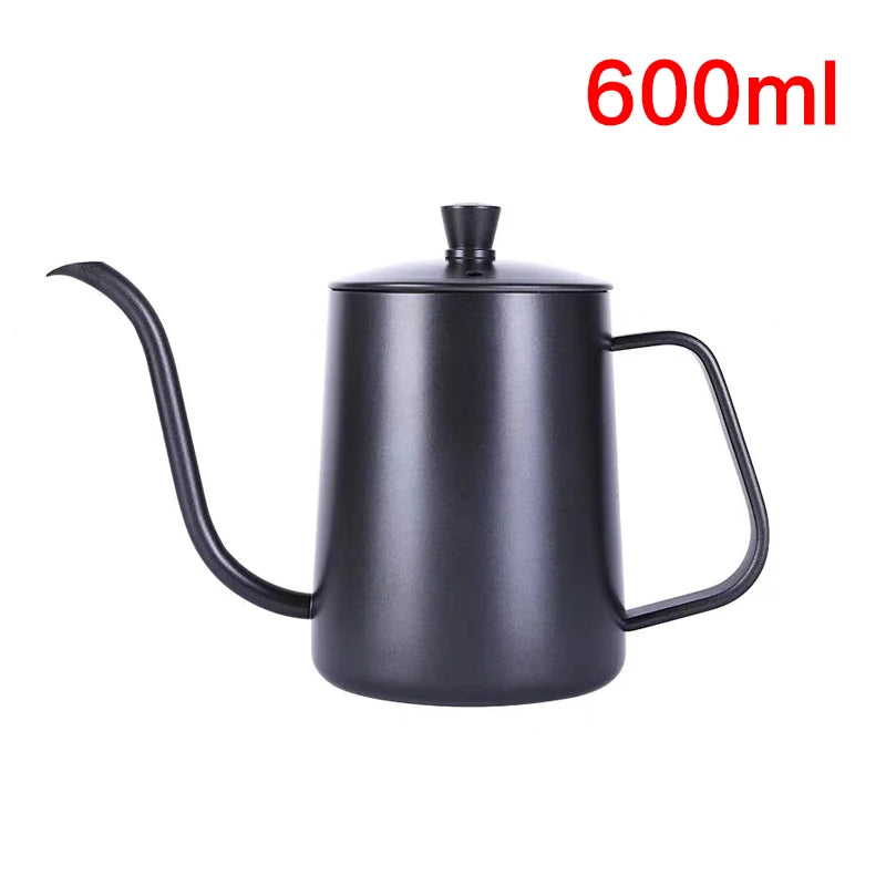 Drip Kettle 350ml 600ml Coffee Tea Pot Non-Stick Coating Food Grade Stainless Steel Gooseneck Drip Kettle Swan Neck Thin Mouth