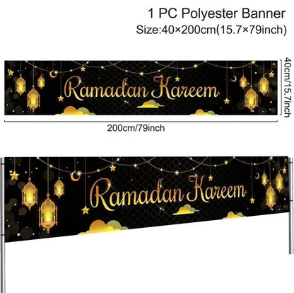 Eid Mubarak Outdoor Banner Flag Ramadan Decoration for Home 2024 Islamic Muslim Party Decor Gifts Ramadan Kareem Eid Al-Adha
