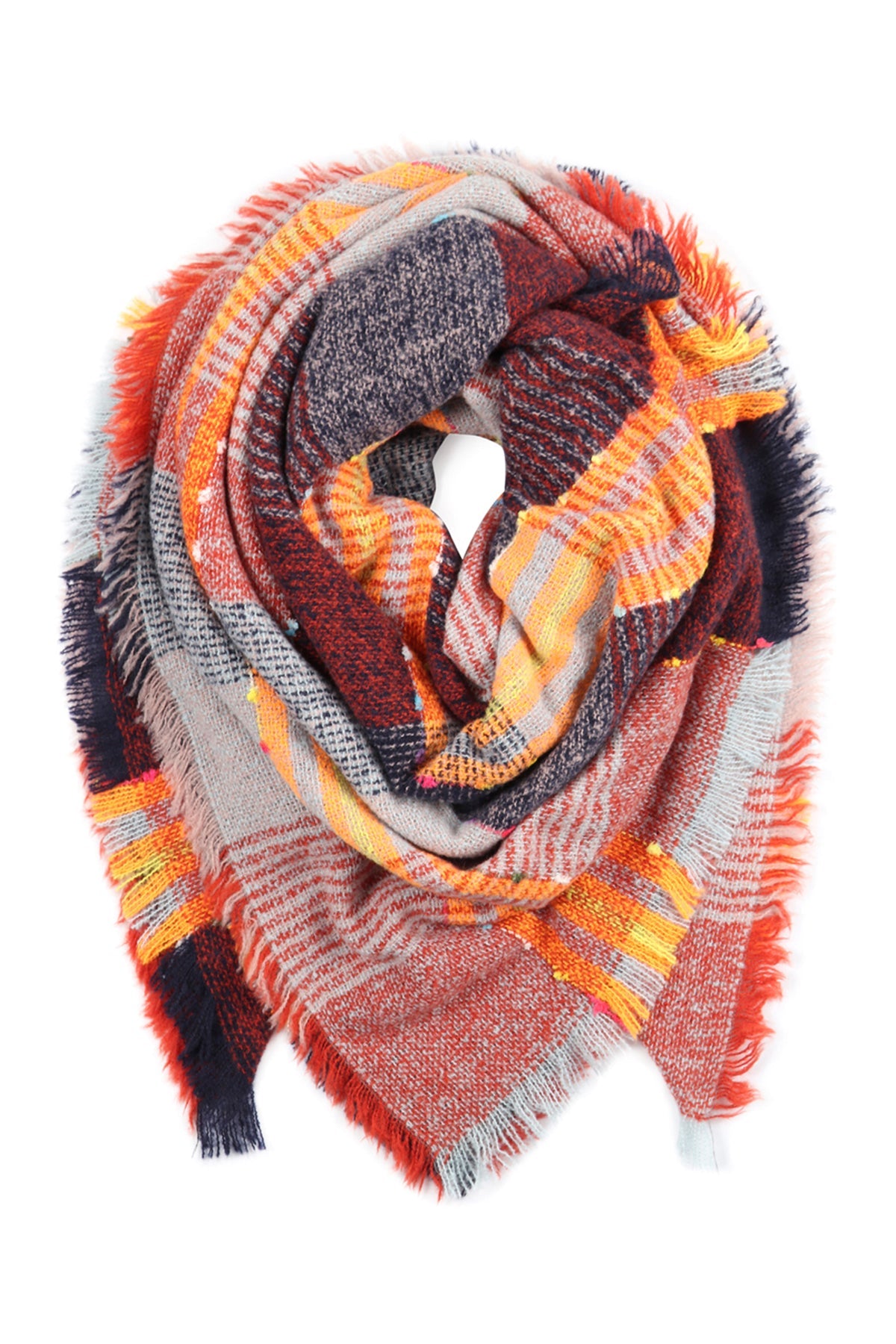 Multi Color Blanket Fringed Scarf