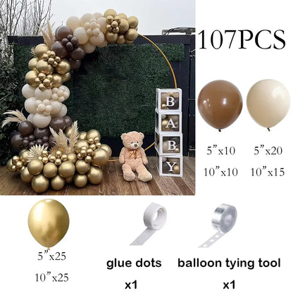 115pcs Baby Blue Balloons Garland Birthday Party Decor Balloon Arch Kit Skin Khaki Globos Baby Shower Gender Reveal Decoration