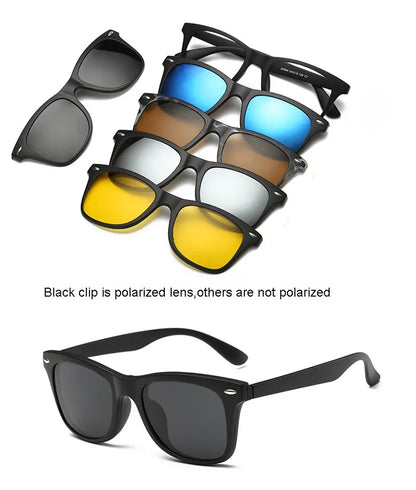 HJYFINO 5 Lenes Magnet Sunglasses Clip Mirrored Clip on Sunglasses Clip on Glasses Men Polarized Clip Custom Prescription Myopia