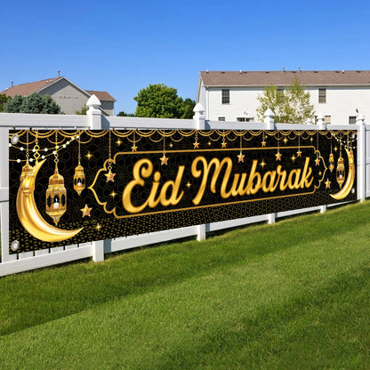Eid Mubarak Outdoor Banner Flag Ramadan Decoration for Home 2024 Islamic Muslim Party Decor Gifts Ramadan Kareem Eid Al-Adha