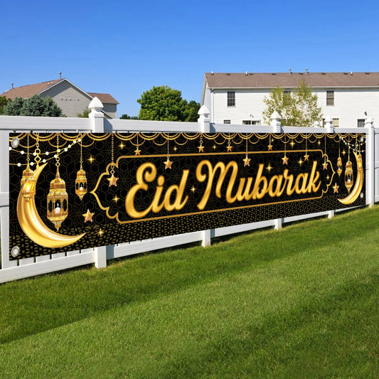 Eid Mubarak Outdoor Banner Flag Ramadan Decoration for Home 2024 Islamic Muslim Party Decor Gifts Ramadan Kareem Eid Al-Adha