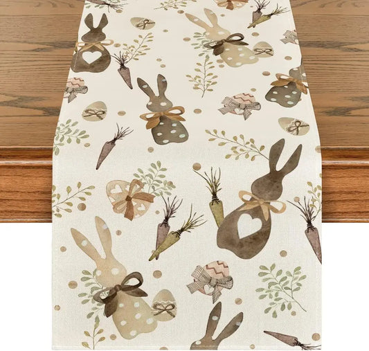 2024 Easter Bunny Table Runner Gnome Rabbit Party Decor Creative Tablemat Easter Placemat Table Decoration for Dining Home