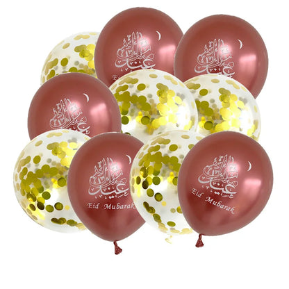 10pcs Eid Mubarak Metal Latex Balloon Ramadan Kareem Decoration Air Globos Ramadan Mubarak Muslim Islamic Festival Party Decor