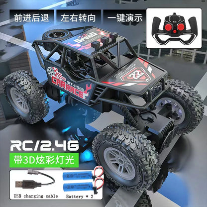 Remote Control Car With Colorful Flashing Lights, Rubber Wheels, Off-Road Toy Car Suitable for Christmas Children's Gifts