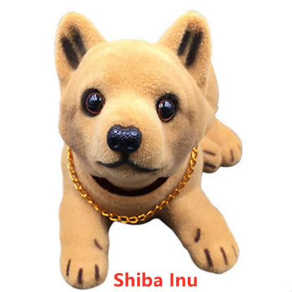 Car Ornament Nodding Dog Creative Shaking Head Puppy Dog Car Dashboard Doll Bobblehead Dog Toy Lucky Gold Chain Rocking Head Dog