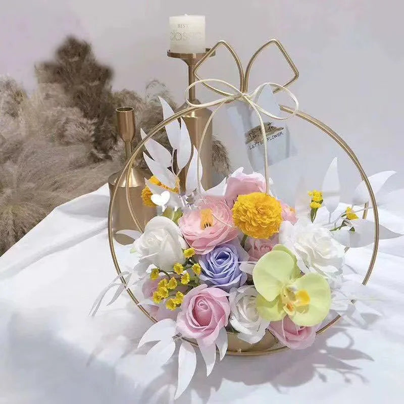 EID Mubarak Metal Moon Flower Holder Floral Arrangement Stand for Ramadan Kareem Decor Islamic Muslim 2023 Eid Festival Ornament