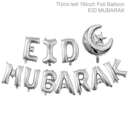 Eid Mubarak Banner Bunting Balloons Plates Tablecloth Kareem Ramadan Decoration for Home 2024  Muslim Islamic Party Supplies