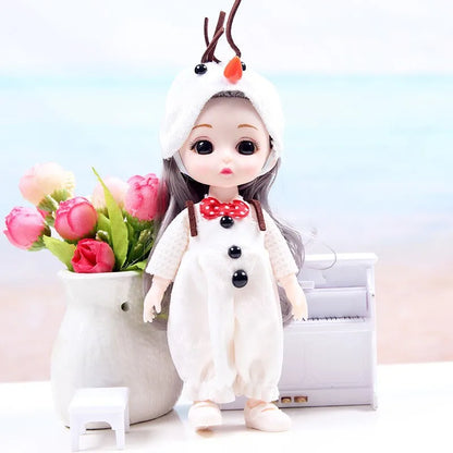 17cm Mini Bjd Doll for Girls 3 to 12 Year Old Wedding Dolls 1/12 With Hair and Clothes Full Set Christmas Gifts Toys for Kids