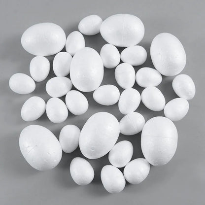 20pcs 3.5-9cm Painting Easter Foam Egg White Polystyrene Styrofoam Foam Egg Ball for Home Happy Eatser Party Decor DIY Kids Gift