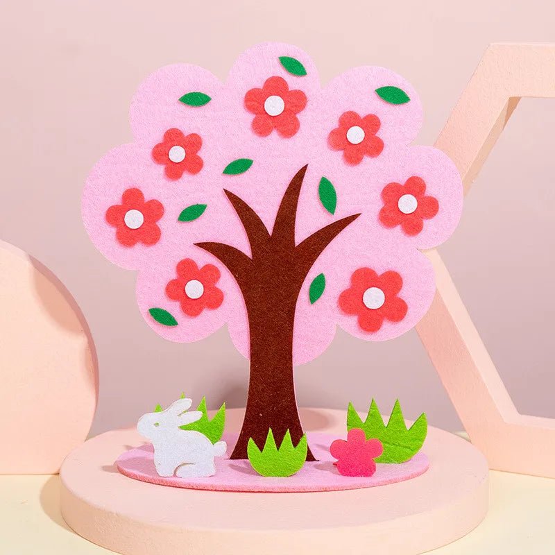 DIY Handmade Four Seasons Tree Crafts Toys Non-Woven Material Paste Game Kindergarten Teaching Aids Home Decor Kids Puzzle Toys