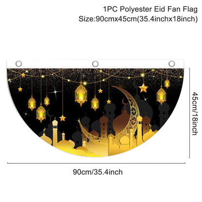 Eid Mubarak Decoration 2024 Hanging Flag Ramadan for Home Door Islamic Muslim Party Decor Ramadan Kareem Banner Eid Al-Fitr Gift