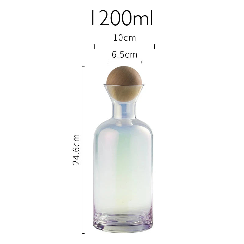 JINYOUJIA-Nordic Glass Carafe Water Pitcher With Wood Lid, Kettle, Drinking Cup, Tea Pot, Juice Jug, Household Drinkware