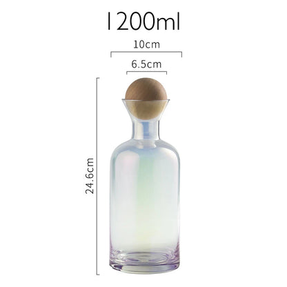 JINYOUJIA-Nordic Glass Carafe Water Pitcher With Wood Lid, Kettle, Drinking Cup, Tea Pot, Juice Jug, Household Drinkware