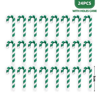 24PCS Mini Candy Canes Miniature Christmas Tree Decoration Peppermint Swirls Pendant DIY Scrapbook Craft Gift Home Party Navidad