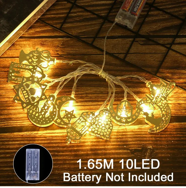 Moon Star Led String Lights Eid Mubarak Decor Ramadan Decoraion for Home 2024 Ramada Kareem Muslim Islam Al Adha Party Supplies