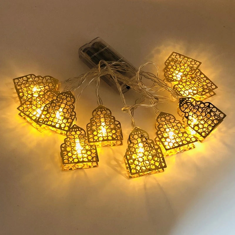 Ramadan Decorations Moon Star Led Light Eid Mubarak String Lights for Home Islam Muslim Hajj Kareem Eid Al Adha Lantern Decor