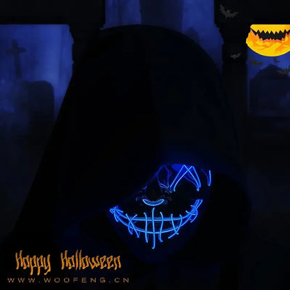 Hot Sale Halloween Glowing Scary Face Mask Luminous LED Purge Mask Neon Light Up Horror Party Mask Cosplay Costume Supplies