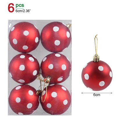 6Pcs/Box 6cm Christmas Ball Ornaments Xmas Tree Hanging Pendant Christmas Decorations for Home 2024 Navidad Natal New Year Gift