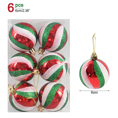 6Pcs/Box 6cm Christmas Ball Ornaments Xmas Tree Hanging Pendant Christmas Decorations for Home 2024 Navidad Natal New Year Gift