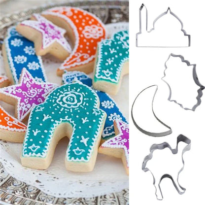 EID MUBARAK Cookie Cutter Set Moon Star Biscuit Mold Happy Eid Party Cake Baking Tools Ramadan Decoration Kareem Party Supplies