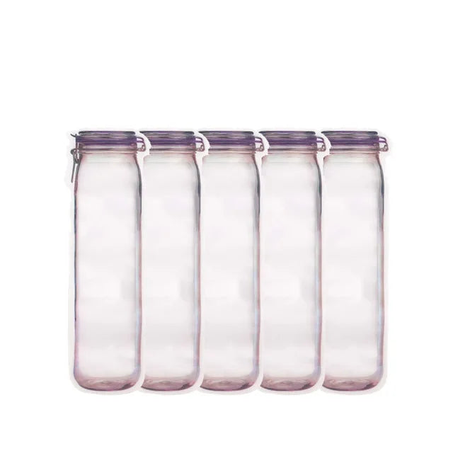 Kitchen Storage 5-20pcs Reusable Mason Jar Zipper Bags Grocery Candy Jar Food Storage Bags Portable Cookies Bags Kitchen Food