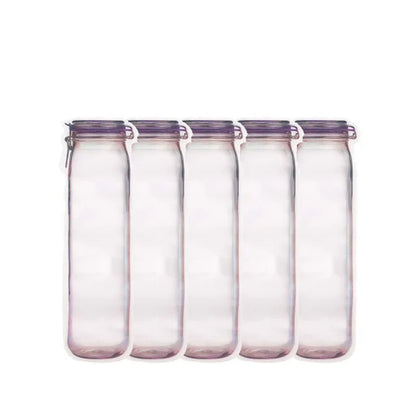 Kitchen Storage 5-20pcs Reusable Mason Jar Zipper Bags Grocery Candy Jar Food Storage Bags Portable Cookies Bags Kitchen Food