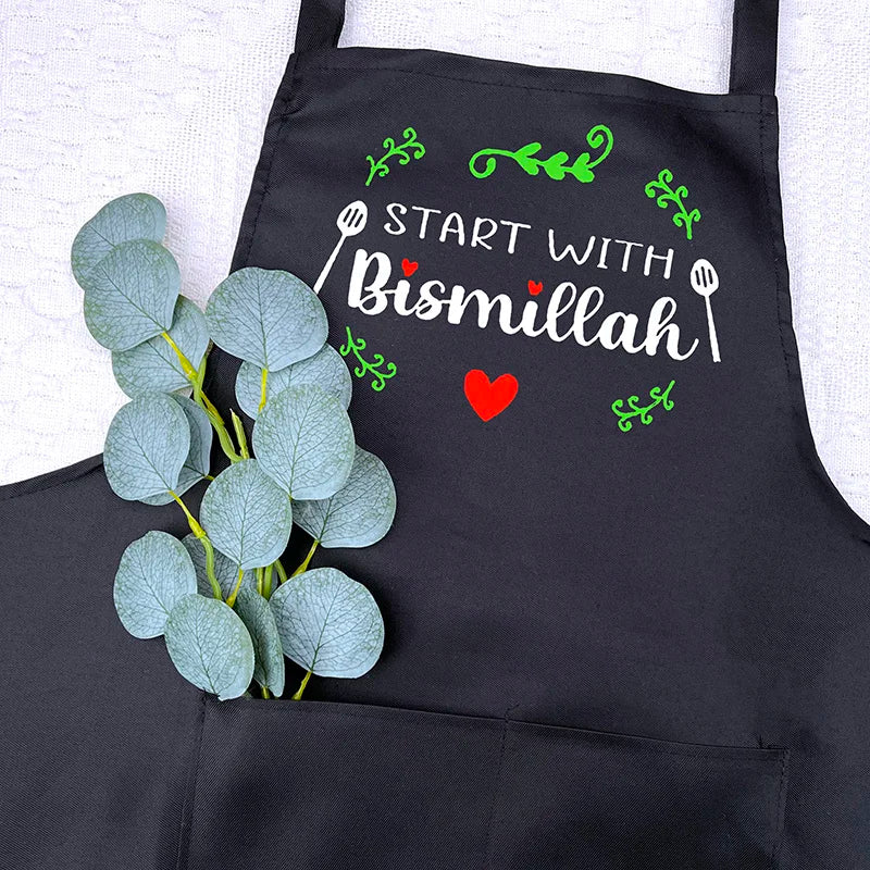 Start With Bismillah Ramadan Mubarak Pot Holder Apron Oven Mitt Happy Eid Al-Fitr Muslim Islamic Kareem Iftar Housewarming Gift