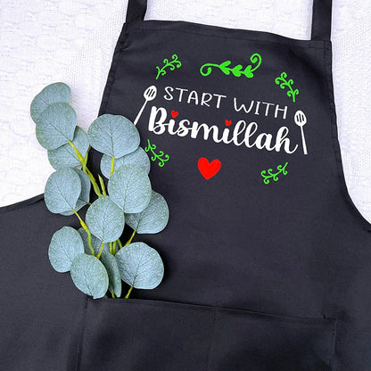 Start With Bismillah Ramadan Mubarak Pot Holder Apron Oven Mitt Happy Eid Al-Fitr Muslim Islamic Kareem Iftar Housewarming Gift