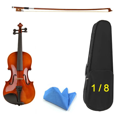 Gift for Christmas 1/8 1/16 1/10 Size With Case Bow Strings Shoulder Rest Bass Wood Violin for Children Students Kids Violin