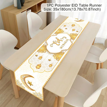 EID Mubarak Table Runner Ramadan Decorations 2024 for Home Tablecloth Ramadan Kareem Eid Al Adha Islamic Muslim Party Decoration