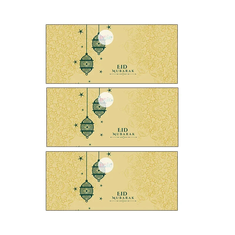 24pcs 4*9cm Eid Mubarak /Ramadan Kareem Sealing Labels Decor Ramadan Mubarak Packaging Stickers Muslim Islamic Festival Decor