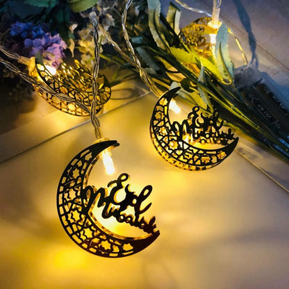 Ramadan Decorations Moon Star Led Light Eid Mubarak String Lights for Home Islam Muslim Hajj Kareem Eid Al Adha Lantern Decor