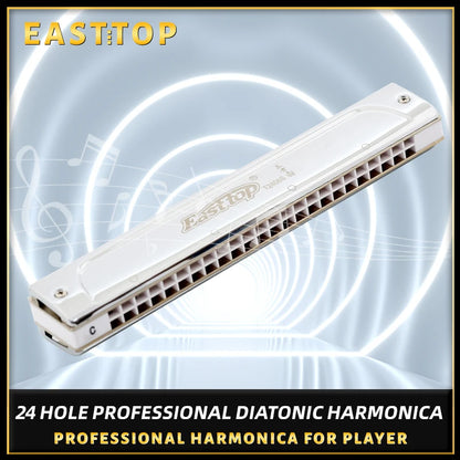 EASTTOP 24holes Tremolo Harmonica,professional Harmonica for Player,beginner,gift