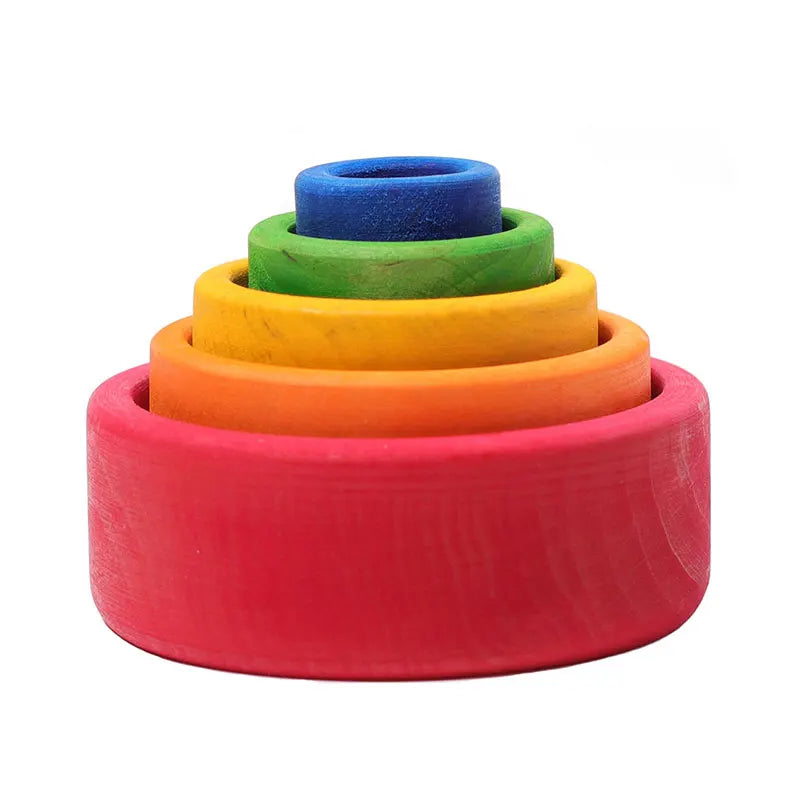 Children's Montessori Wooden Building Blocks Early Education Educational Toys Tree Flame House Stone Rainbow Blocks Wooden Toys
