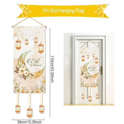 Eid Mubarak Decoration 2024 Hanging Flag Ramadan for Home Door Islamic Muslim Party Decor Ramadan Kareem Banner Eid Al-Fitr Gift