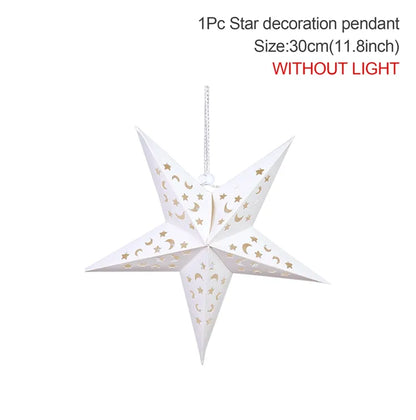 Eid Mubarak Hollow Out Star Hanging Pendant Christmas Ramadan Decor for Home Islam Muslim Party Mubarak Eid Al Adha Kareem