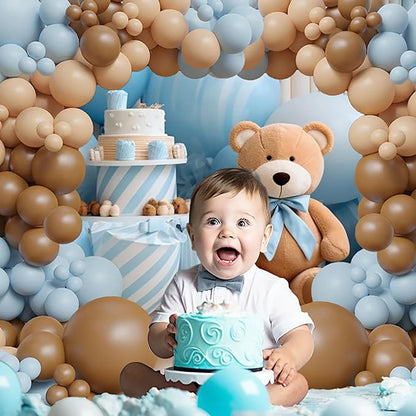 115pcs Baby Blue Balloons Garland Birthday Party Decor Balloon Arch Kit Skin Khaki Globos Baby Shower Gender Reveal Decoration
