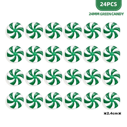 24PCS Mini Candy Canes Miniature Christmas Tree Decoration Peppermint Swirls Pendant DIY Scrapbook Craft Gift Home Party Navidad