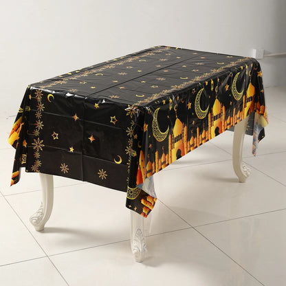 EID Mubarak Disposable Tablecloth EID Mubarak Decoration 2024 for Home Table Cloth Ramadan Kareem Islamic Muslim Party Decor